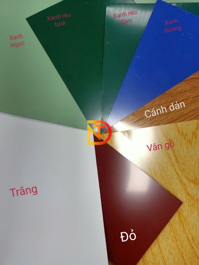 Bảng màu thép lá mạ màu thường gặp.